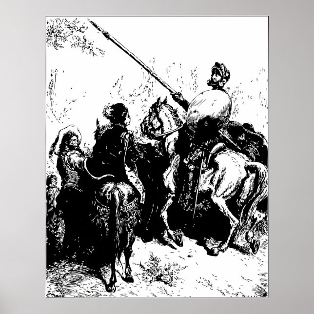Affiche Gustave Dore Engraving Don Quichotte Illustration (Devant)