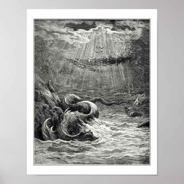 Affiche Gustave Dore : reptile avec frai abondant (Devant)