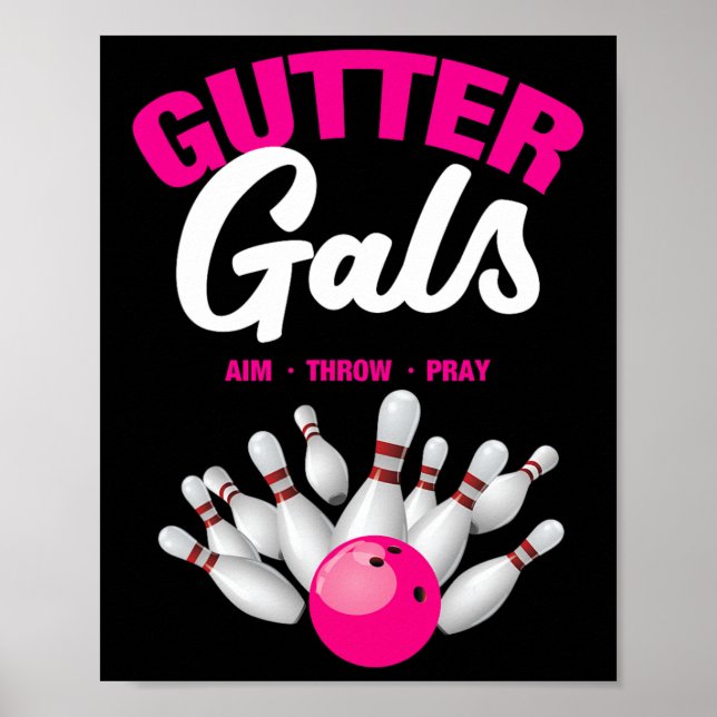 Affiche Gutter Gals Funny Bowling Team Name Women Girls  (Devant)