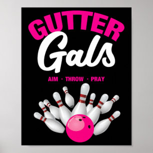 Affiche Gutter Gals Nom d'équipe de bowling drôle Femmes F