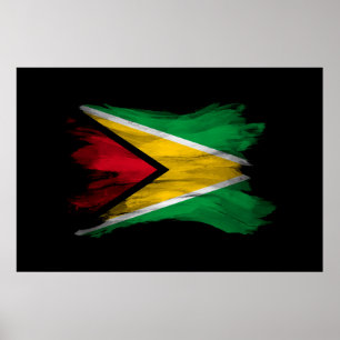 Affiche Guyana flag brush stroke, national flag
