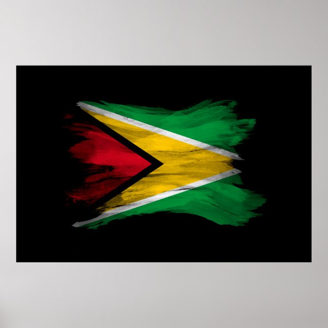 Affiche Guyana flag brush stroke, national flag (Devant)