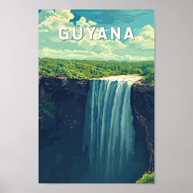 Affiche Guyana Illustration Travel Art Vintage (Devant)