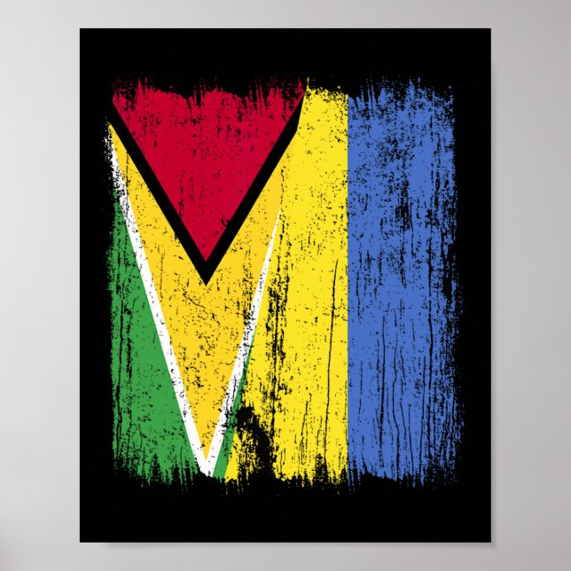 Affiche Guyana Ukraine Drapeau en berne Héritage guyanien  (Devant)