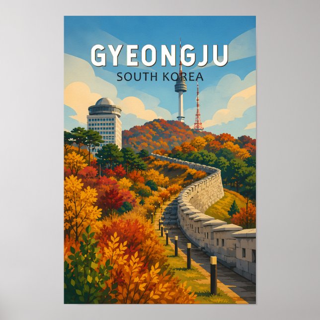 Affiche Gyeongju Corée du Sud Illustration Voyage Art (Devant)