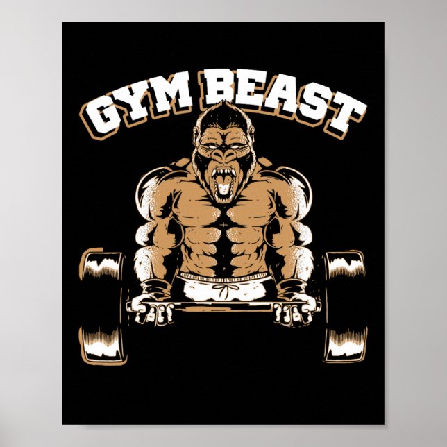 Affiche Gym Beast Gorilla Weightlifting Bodybuilding Worko (Devant)