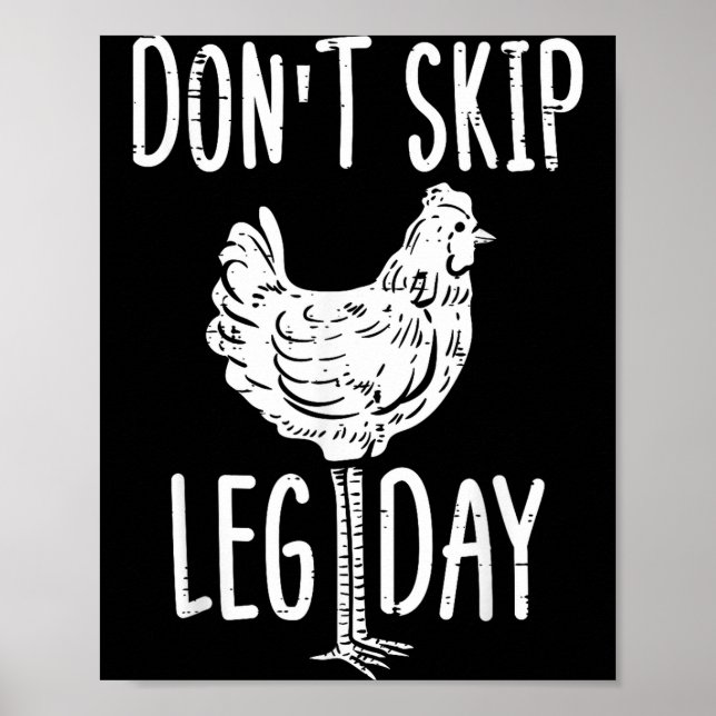 Affiche Gym Chicken Dont Skip Leg Day Fun Workout Fitness  (Devant)