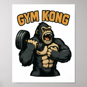 Affiche Gym Kong Drôle de musculation Fitness Gorille Bête