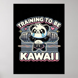 Affiche Gym Panda Formation Pour Être Kawaii Mignonne Anim
