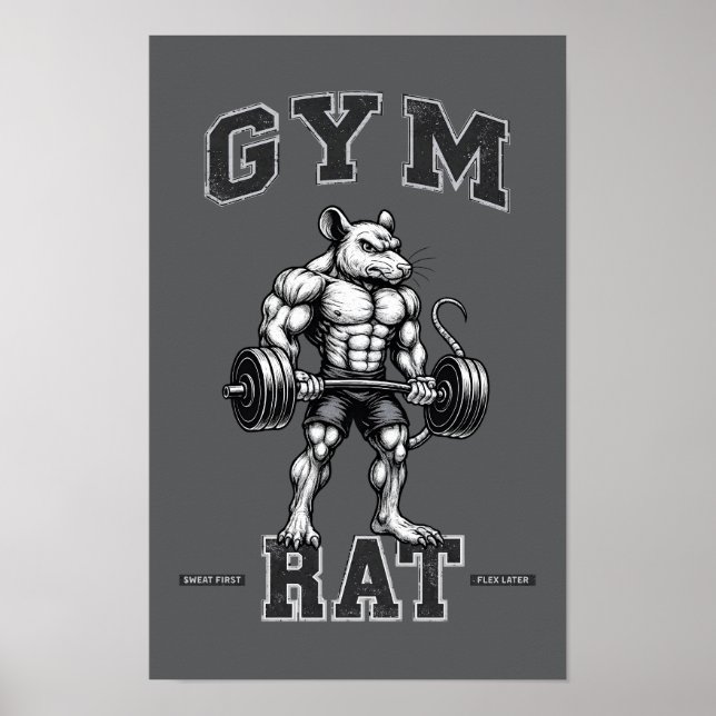 Affiche Gym Rat Deadlift -Lifting Humor- Bodybuilding Art (Devant)