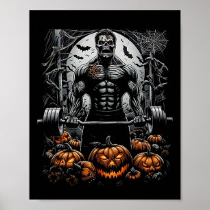Affiche Gym Skeleton hantée Fitness Fun-halloween entraîne
