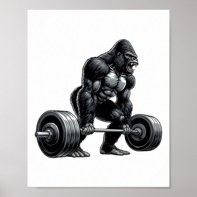 Affiche Gym Squad Fitness Group Gorilla Weightlifting Work (Devant)