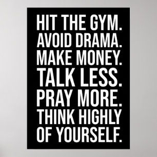 Affiche Gymnase, Argent, Prière - Motivation du succès