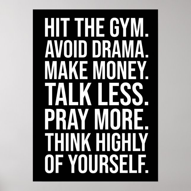 Affiche Gymnase, Argent, Prière - Motivation du succès (Devant)