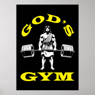 Affiche Gymnase de Dieu, Drôle Jésus Entraînement Bodybuil