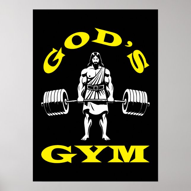 Affiche Gymnase de Dieu, Drôle Jésus Entraînement Bodybuil (Devant)