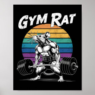 Affiche Gymnase Musculaire Rat Poids Bodybuilding Workou