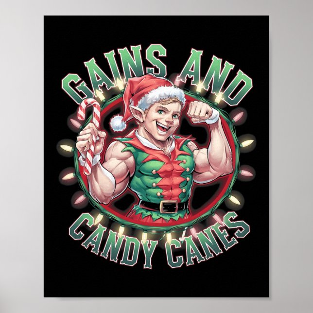 Affiche Gymnase Pour Elfe De Noël Drôle Gains Et Candy Ca (Devant)