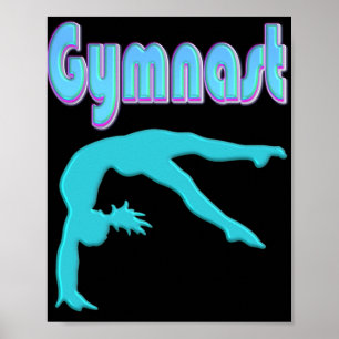 Affiche Gymnast Back Handspring Step Out Teal