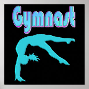 Affiche Gymnast Back Handspring Step Out Teal