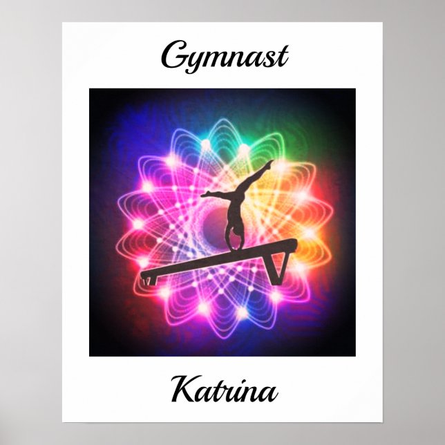 Affiche Gymnast Balance Beam Personalized Gymnastics (Devant)