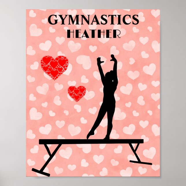 AFFICHE GYMNAST SUR PANNEAU DE SOLDE / COEURS (Devant)