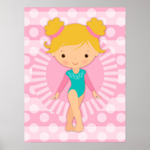 Affiche Gymnaste Cute Pink Aqua Blonde