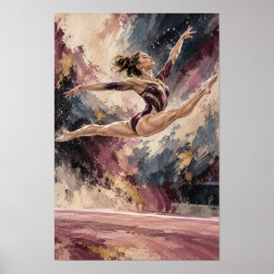 Affiche Gymnaste Féminine Saut Écarté Expressif Abstrait S