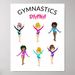 Affiche Gymnastics 6 Girls Personalized Gymnast