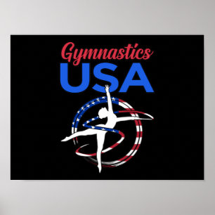 Affiche Gymnastics USA Flag Gymnast Gymnastic Sports Lover