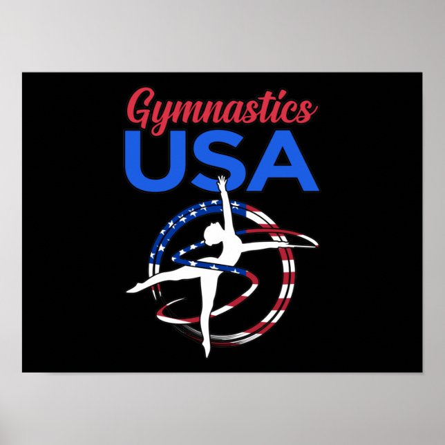 Affiche Gymnastics USA Flag Gymnast Gymnastic Sports Lover (Devant)
