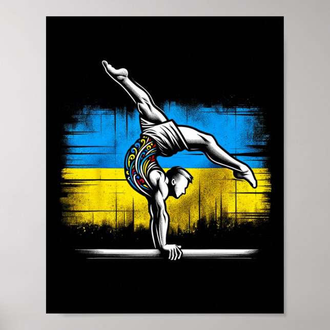 Affiche Gymnastique Artistique Ukrainienne Drapeau Ukraine (Devant)