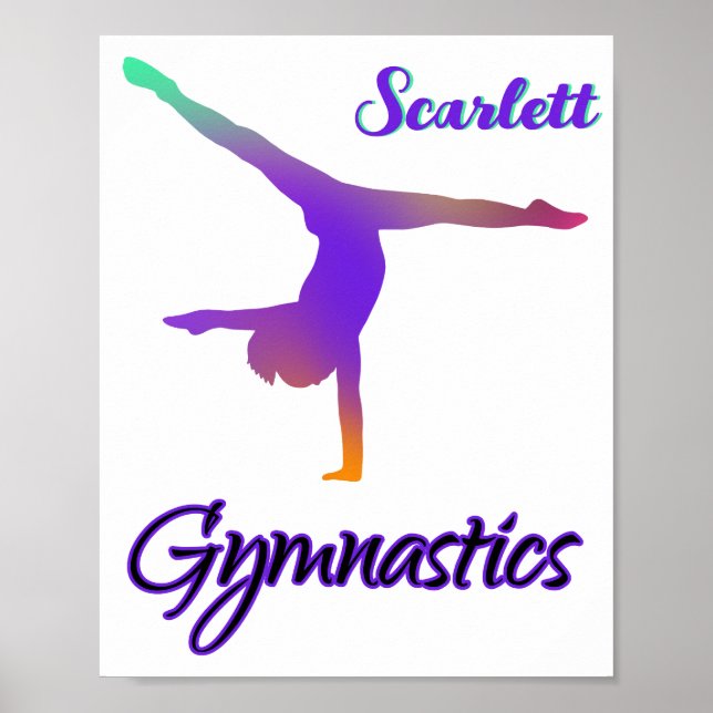 Affiche Gymnastique Cartwheel rose violet personnalisé (Devant)