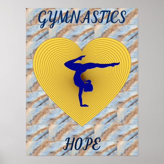 Affiche Gymnastique coeur or avec gymnaste (Devant)