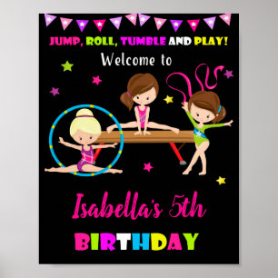 Affiche Gymnastique de bienvenue signe de fête Flip Jump p