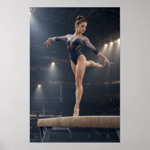 Affiche Gymnastique en poutre Gymnaste Féminine Élégante M