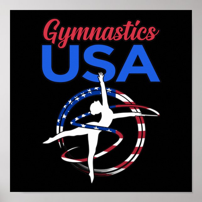 Affiche Gymnastique États-Unis Drapeau Gymnaste Gymnastiqu (Devant)