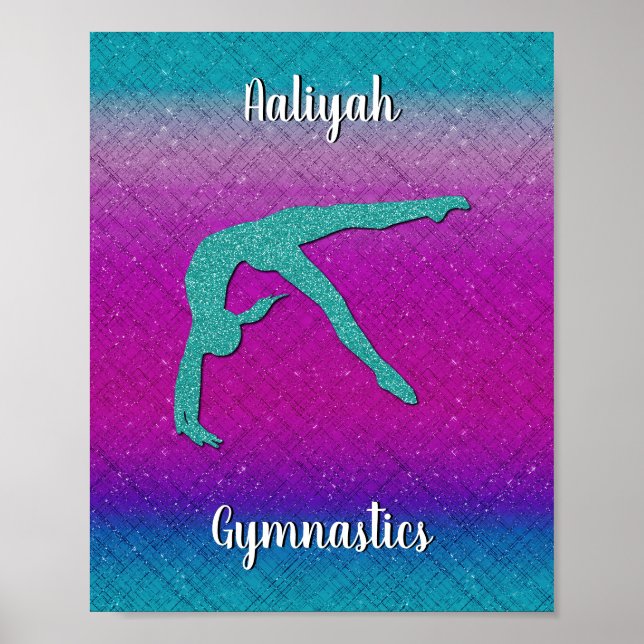 Affiche Gymnastique fille Turquoise Magenta Ombre (Devant)