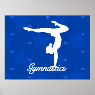 Affiche Gymnastique Girl Blue Stars