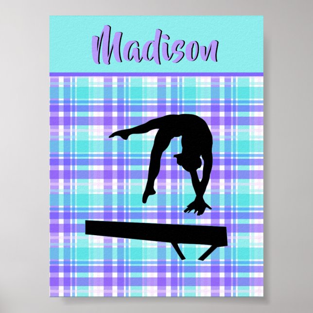 Affiche Gymnastique Girl Lilac Purple et Aqua Personnalisé (Devant)
