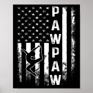 Affiche Gymnastique Gymnaste Pawpaw America Drapeau Vintag