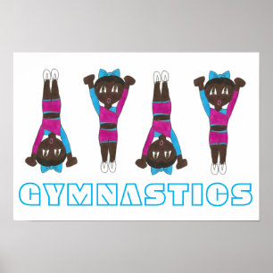 Affiche Gymnastique Léotard Rose Tumbling Gymnaste Girl Ar