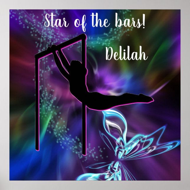 Affiche Gymnastique Papillon étoile des Bars Personnalisé (Devant)