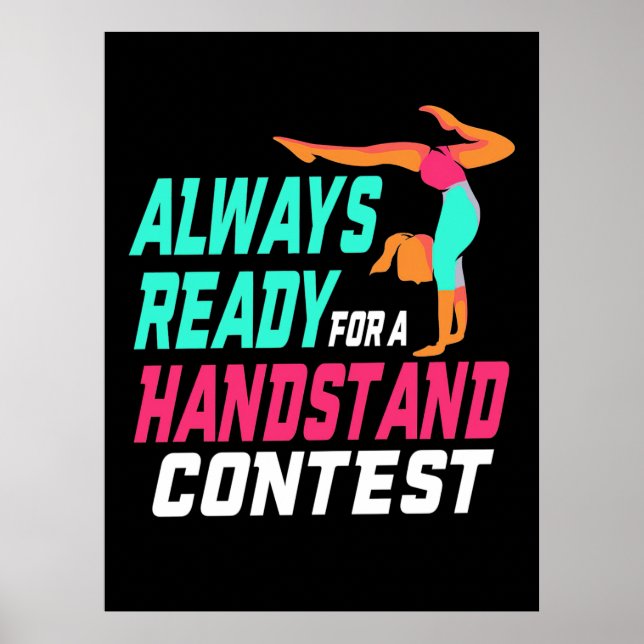 Affiche Gymnastique prête pour un concours de handstand (Devant)