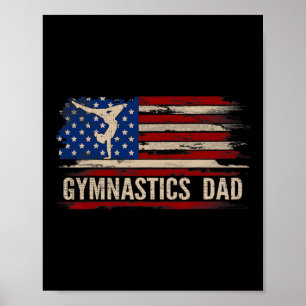 Affiche Gymnastique vintage Papa Américain Drapeau Sports