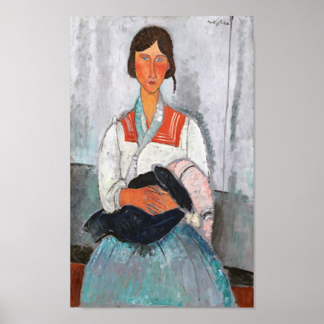 Affiche Gypsy Woman with Baby, Modigliani (Devant)
