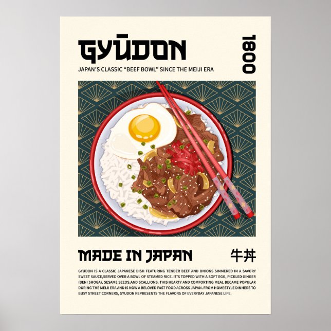 Affiche Gyudon Traditional Japanese Beef Bowl Artwork (Devant)