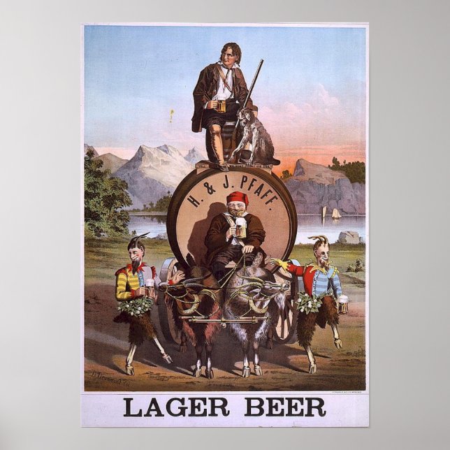 Affiche H & J Pfaff Lager bière (Devant)
