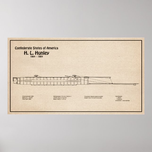 Affiche H. L. Hunley - Plan directeur des navires SD (Devant)