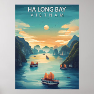 Affiche Ha Long Bay Vietnam Asie Vintage voyage